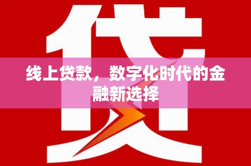 新园线上贷款，数字化时代的金融新选择