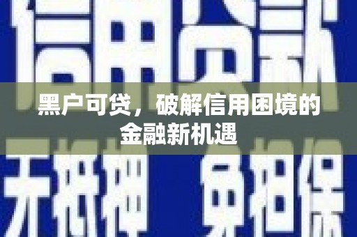 高要黑户可贷，破解信用困境的金融新机遇